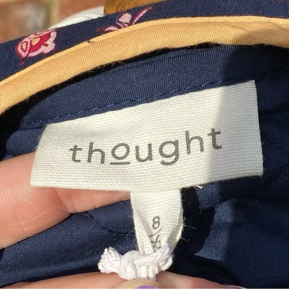 BNWT Thought Size 8 100% Organic Cotton Floral Paisley Print Open Jacket Trim - Picture 5 of 15